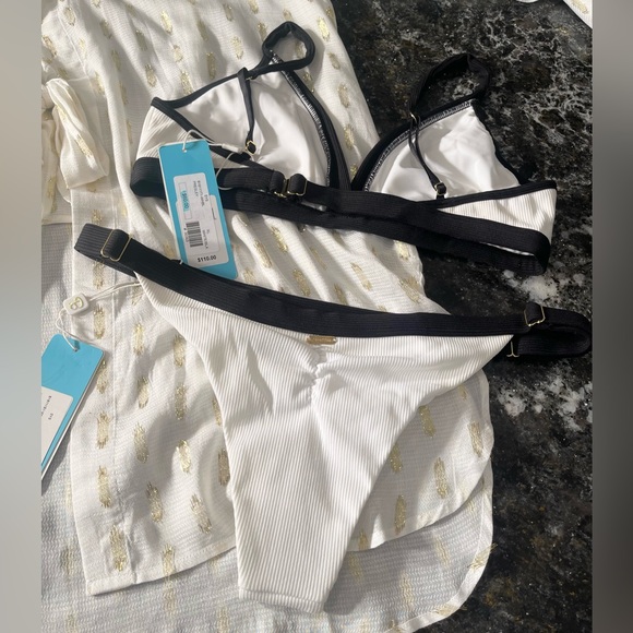 NWT White and Black Bikini Set PRESLEY size XL and Haley coverup size M/L - Picture 10 of 16